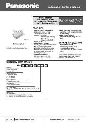 ARA200A1HX_17 Datasheet PDF Panasonic Corporation