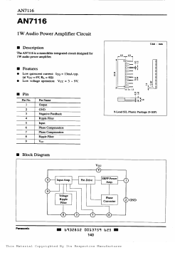 AN7116 Datasheet PDF Panasonic Corporation