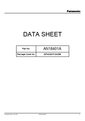 AN18401A Datasheet PDF Panasonic Corporation