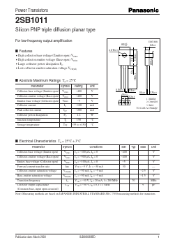 2SB1011 Datasheet PDF Panasonic Corporation