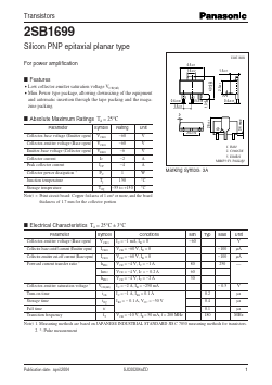2SB1699 Datasheet PDF Panasonic Corporation
