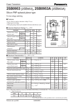2SB953A Datasheet PDF Panasonic Corporation