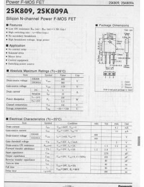 2SK809A Datasheet PDF Panasonic Corporation