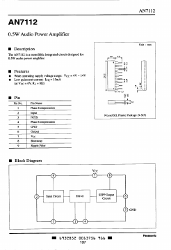 AN7112 Datasheet PDF Panasonic Corporation