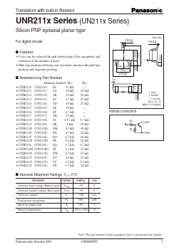 UNR2111 Datasheet PDF Panasonic Corporation