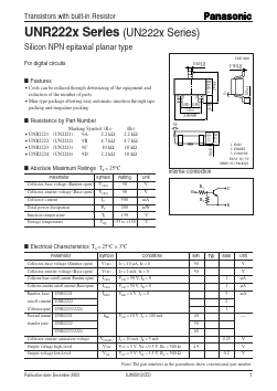 UNR2222 Datasheet PDF Panasonic Corporation