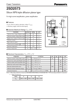 2SD2573 Datasheet PDF Panasonic Corporation