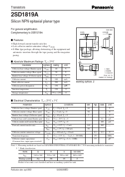 2SD1819A Datasheet PDF Panasonic Corporation