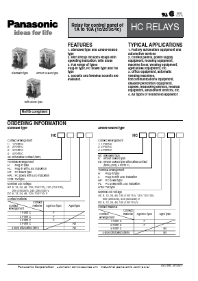 HC2EDL-AC12V Datasheet PDF Panasonic Corporation