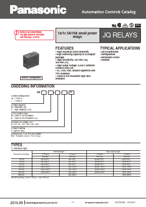 JQ1A-5V-FT Datasheet PDF Panasonic Corporation