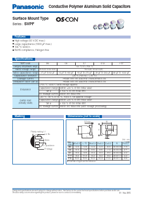 16SVPF82M Datasheet PDF Panasonic Corporation