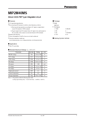 MIP2M4 Datasheet PDF Panasonic Corporation