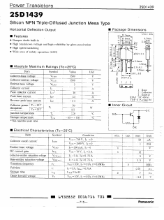 2SD1439 Datasheet PDF Panasonic Corporation