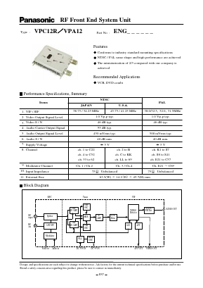 VPA12 Datasheet PDF Panasonic Corporation