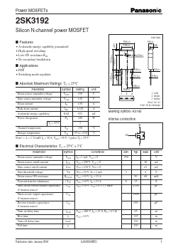 2SK3192 Datasheet PDF Panasonic Corporation