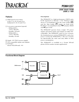 PDM41257SA12SO Datasheet PDF Paradigm Technology