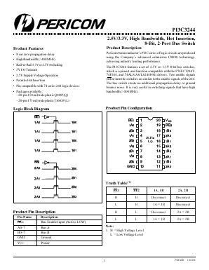 PI3C3244L Datasheet PDF Pericom Semiconductor