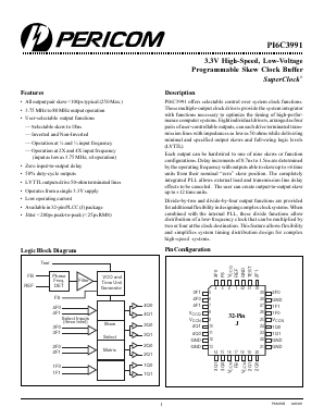 PI6C3991-I Datasheet PDF Pericom Semiconductor