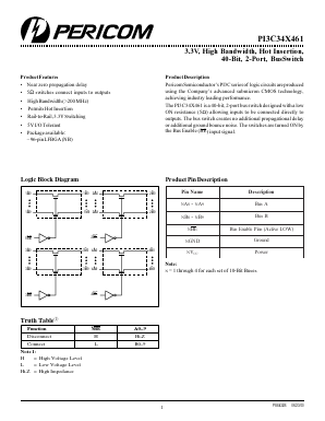 PI3C34X461NB Datasheet PDF Pericom Semiconductor