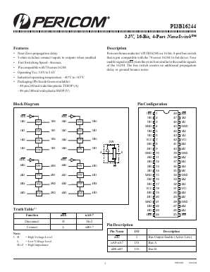 PI3B16244AE Datasheet PDF Pericom Semiconductor