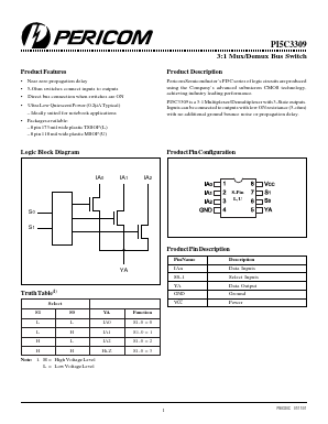 PI5C3309U Datasheet PDF Pericom Semiconductor