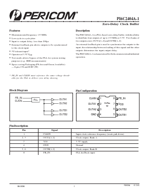 PI6C2404A Datasheet PDF Pericom Semiconductor