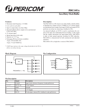 PI6C2405A-1LIE Datasheet PDF Pericom Semiconductor