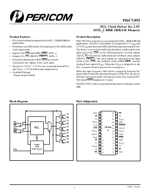 PI6CV855 Datasheet PDF Pericom Semiconductor