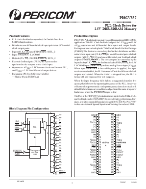 PI6CV857AE Datasheet PDF Pericom Semiconductor