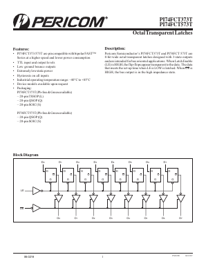 PI74FCT373TQ Datasheet PDF Pericom Semiconductor
