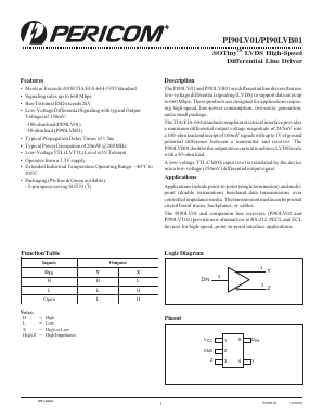 PI90LV01 Datasheet PDF Pericom Semiconductor