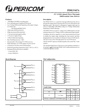 PI90LV047A Datasheet PDF Pericom Semiconductor