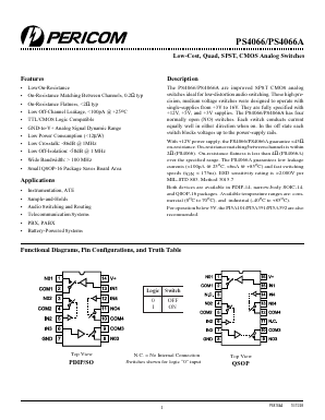 PS4066AEEE Datasheet PDF Pericom Semiconductor