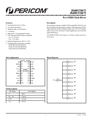 PI49FCT807BTQ Datasheet PDF Pericom Semiconductor