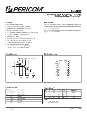 PI3CH360LEX Datasheet PDF Pericom Semiconductor