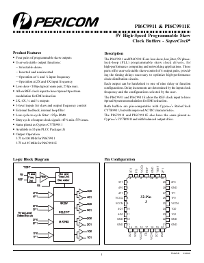 PI6C9911 Datasheet PDF Pericom Semiconductor