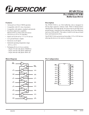 PI74FCT3244Q Datasheet PDF Pericom Semiconductor