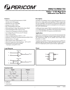 PI90LV02 Datasheet PDF Pericom Semiconductor