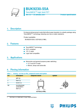 BUK9230-55A Datasheet PDF Philips Electronics