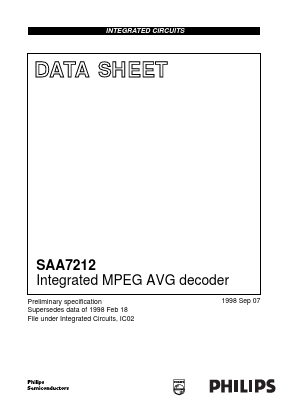 SAA7212H Datasheet PDF Philips Electronics