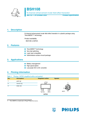 BSH108 Datasheet PDF Philips Electronics