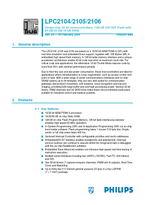 LPC2104 Datasheet PDF Philips Electronics
