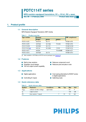 PDTC114TS Datasheet PDF Philips Electronics