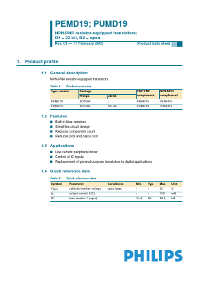 PEMD19,115 Datasheet PDF Philips Electronics