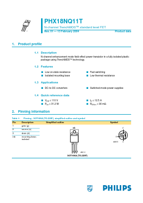 PHX18NQ11 Datasheet PDF Philips Electronics