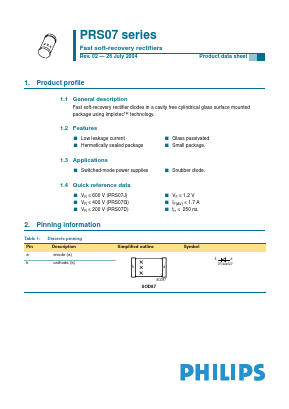 PRS07 Datasheet PDF Philips Electronics
