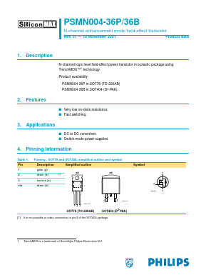 PSMN004-36P Datasheet PDF Philips Electronics
