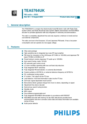 TEA5764UK Datasheet PDF Philips Electronics
