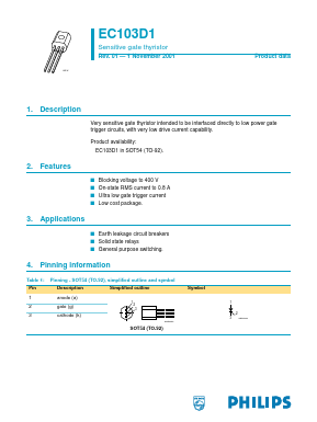 EC103D1 Datasheet PDF Philips Electronics