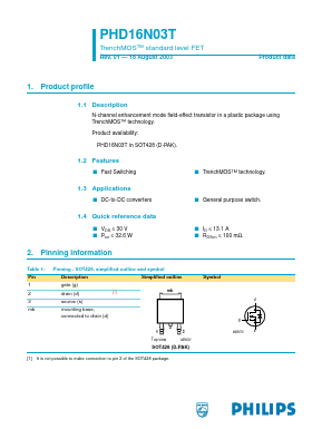 PHD16N03T Datasheet PDF Philips Electronics